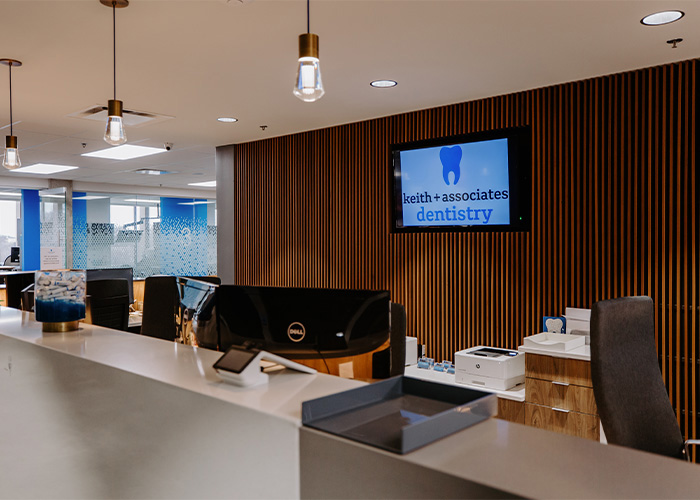 Front desk of keith + associates dentistry in Mission, KS.